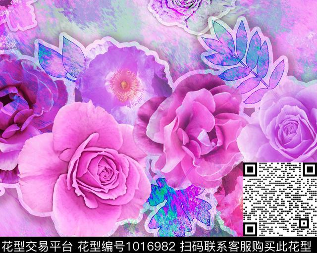 混合拼接格子几何数码印花华亿平台下载（图片编号: 1016982） - 瓦栏（Walan）