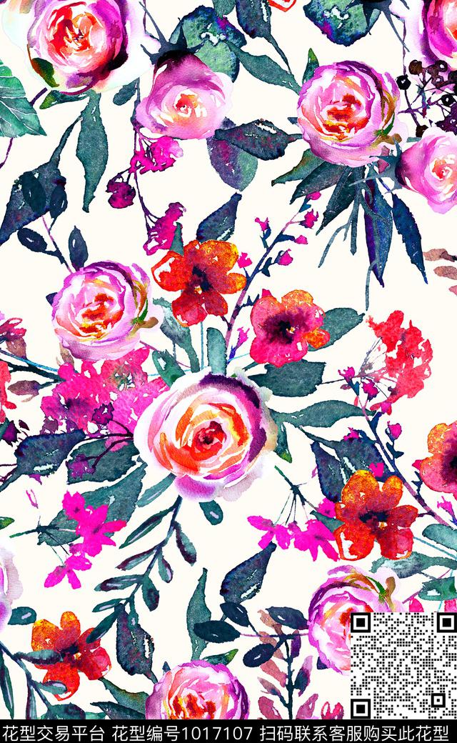 数码华亿平台春夏华亿平台花卉数码印花华亿平台下载（图片编号: 1017107） - 瓦栏（Walan）