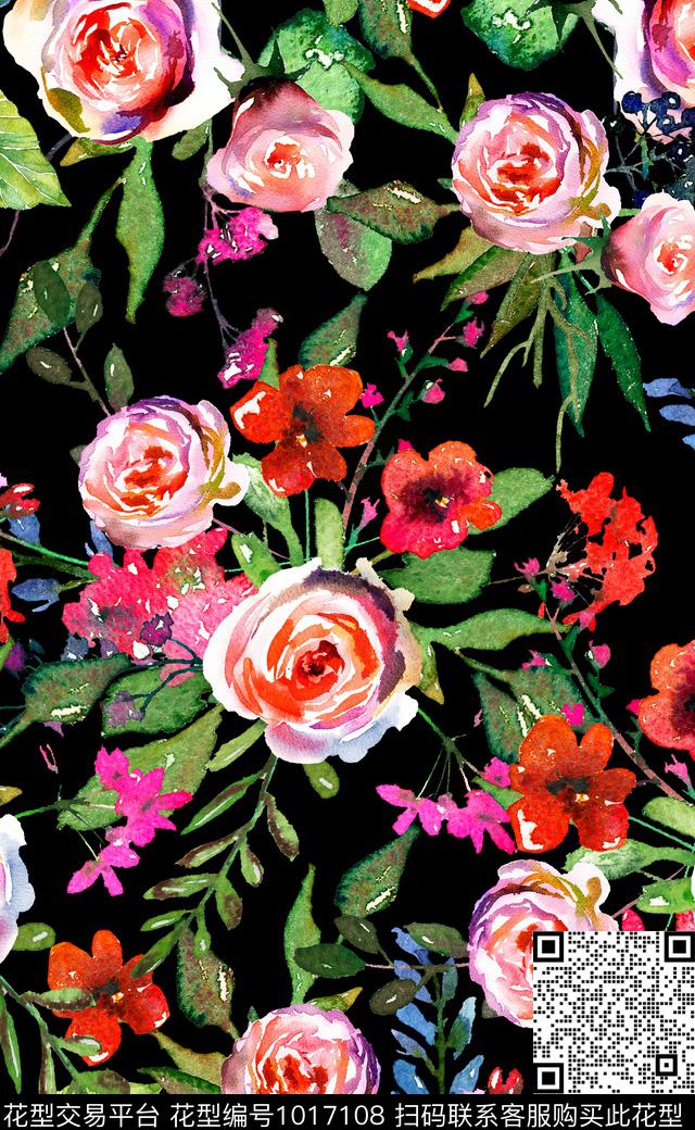 数码华亿平台春夏华亿平台花卉数码印花华亿平台下载（图片编号: 1017108） - 瓦栏（Walan）