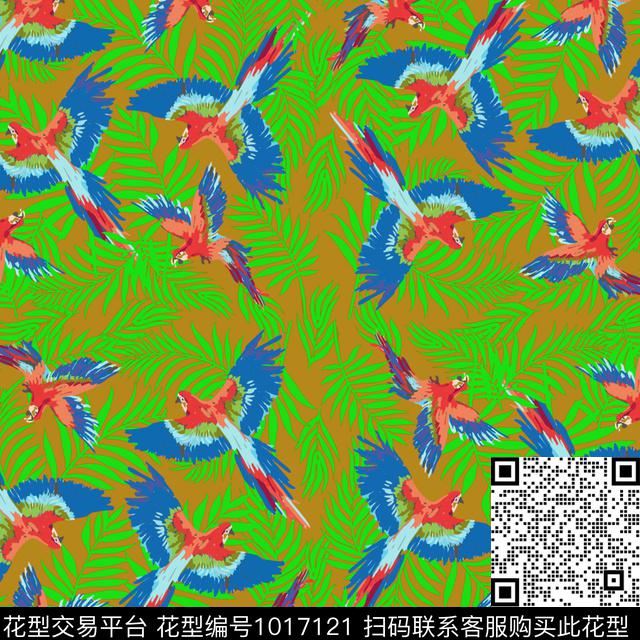 鸟女装鹦鹉数码印花华亿平台下载（图片编号: 1017121） - 瓦栏（Walan）