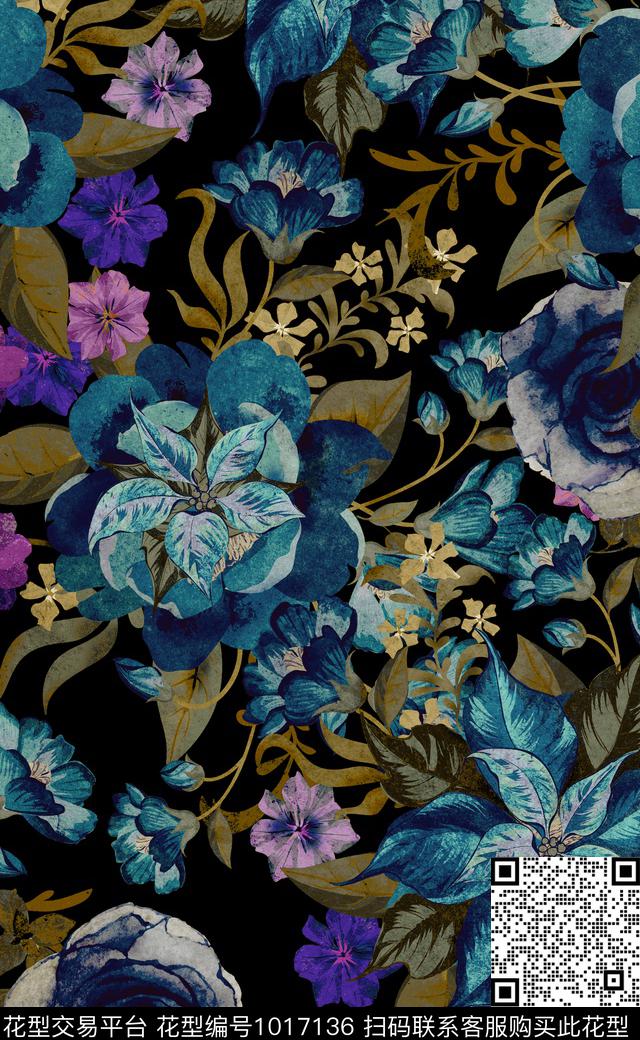 数码华亿平台秋冬华亿平台花卉数码印花华亿平台下载（图片编号: 1017136） - 瓦栏（Walan）