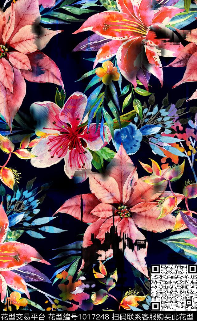 数码华亿平台秋冬华亿平台花卉数码印花华亿平台下载（图片编号: 1017248） - 瓦栏（Walan）
