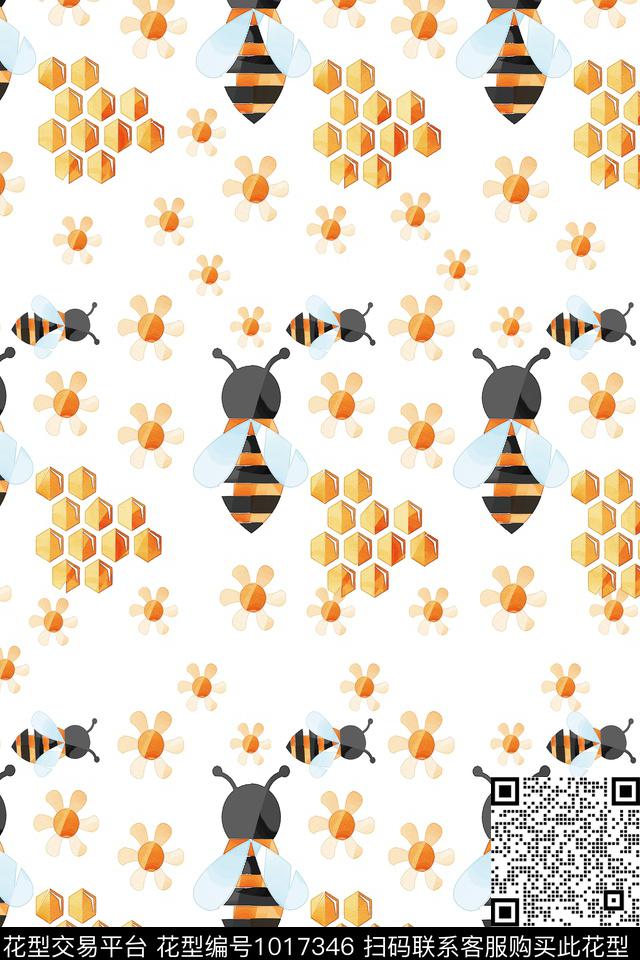卡通小碎花鸟/昆虫数码印花华亿平台下载（图片编号: 1017346） - 瓦栏（Walan）