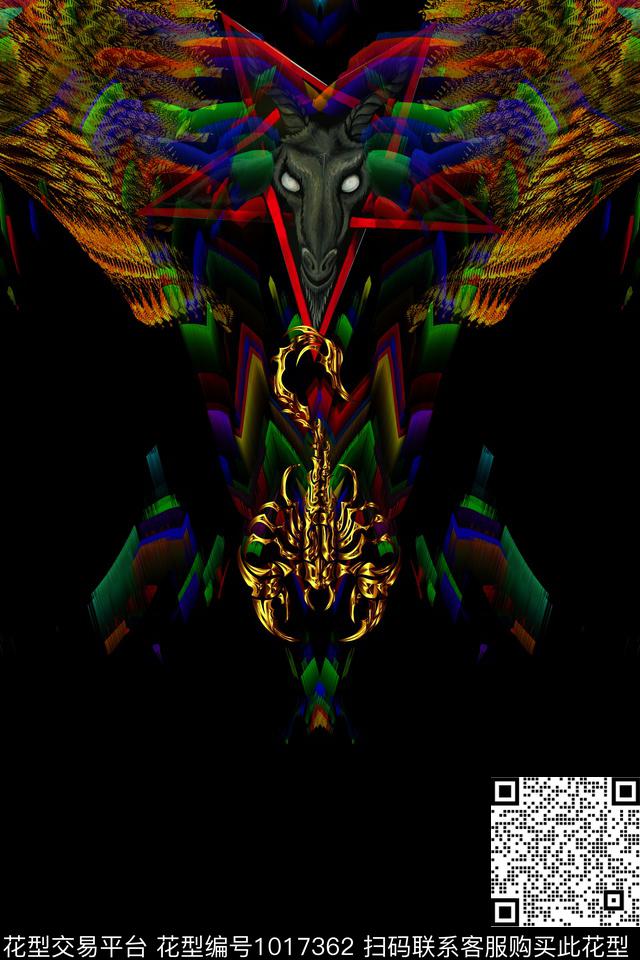 卡通抽象男装数码印花华亿平台下载（图片编号: 1017362） - 瓦栏（Walan）