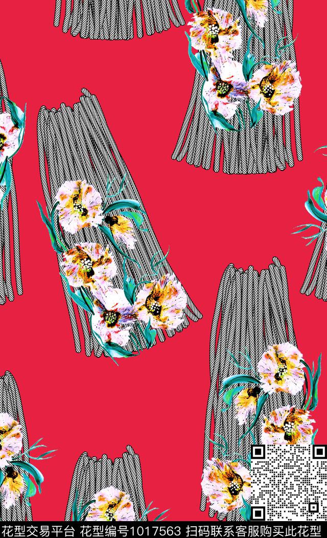 数码华亿平台线条花卉数码印花华亿平台下载（图片编号: 1017563） - 瓦栏（Walan）