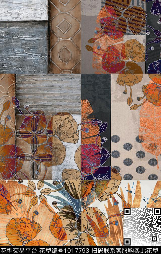民族风肌理定位花数码印花华亿平台下载（图片编号: 1017793） - 瓦栏（Walan）
