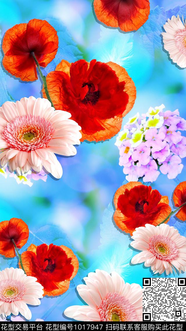 数码华亿平台朦胧花卉花卉数码印花华亿平台下载（图片编号: 1017947） - 瓦栏（Walan）