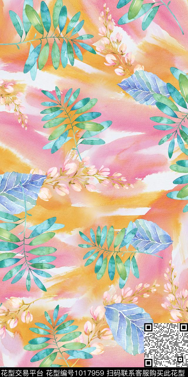 小碎花手绘花卉花卉数码印花华亿平台下载（图片编号: 1017959） - 瓦栏（Walan）