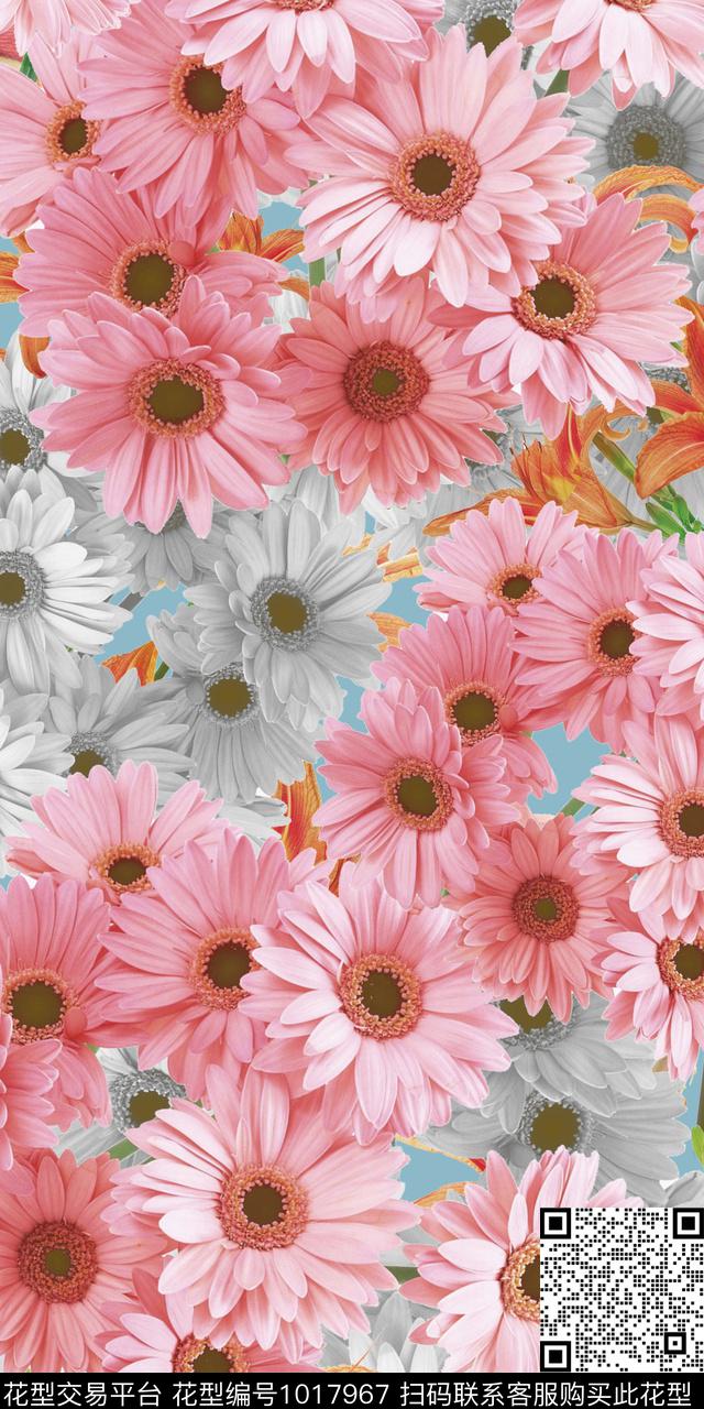 数码华亿平台迪拜花卉满版散花数码印花华亿平台下载（图片编号: 1017967） - 瓦栏（Walan）