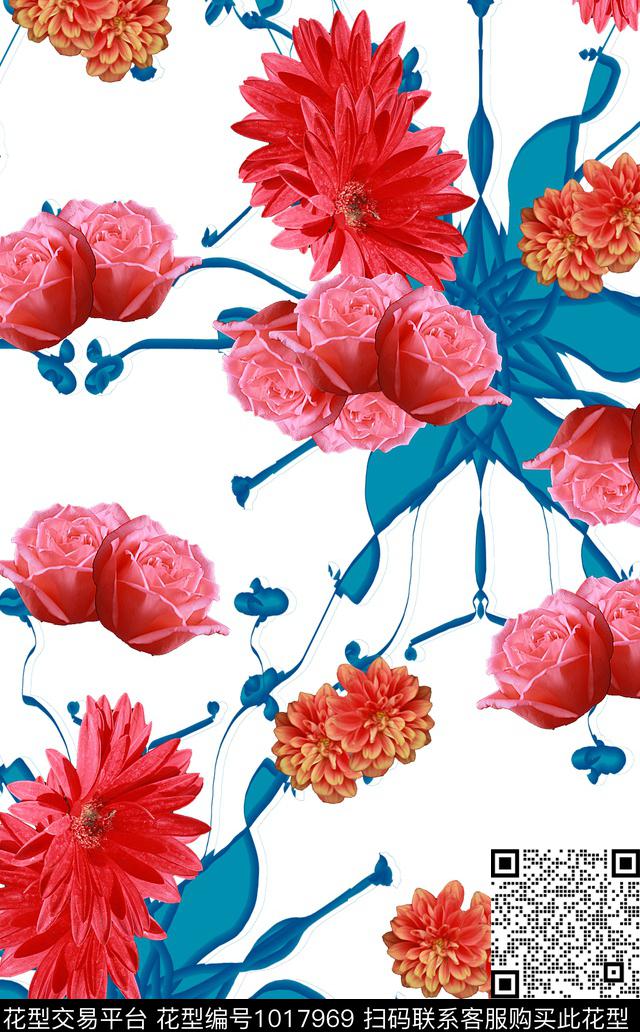抽象照片花卉花卉数码印花华亿平台下载（图片编号: 1017969） - 瓦栏（Walan）