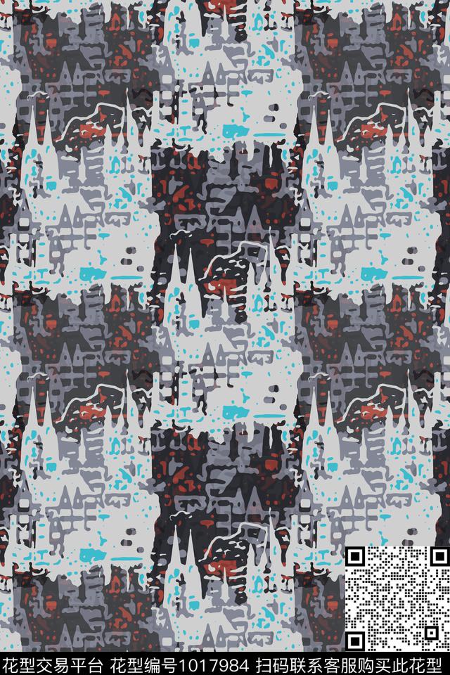 秋冬华亿平台抽象径庭迷彩数码印花华亿平台下载（图片编号: 1017984） - 瓦栏（Walan）