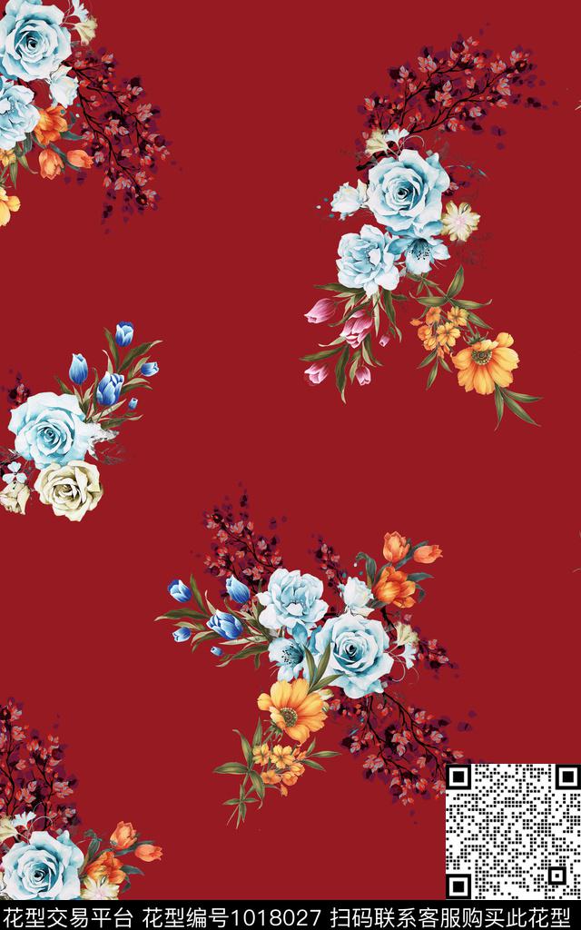 数码华亿平台彩底花卉数码印花华亿平台下载（图片编号: 1018027） - 瓦栏（Walan）