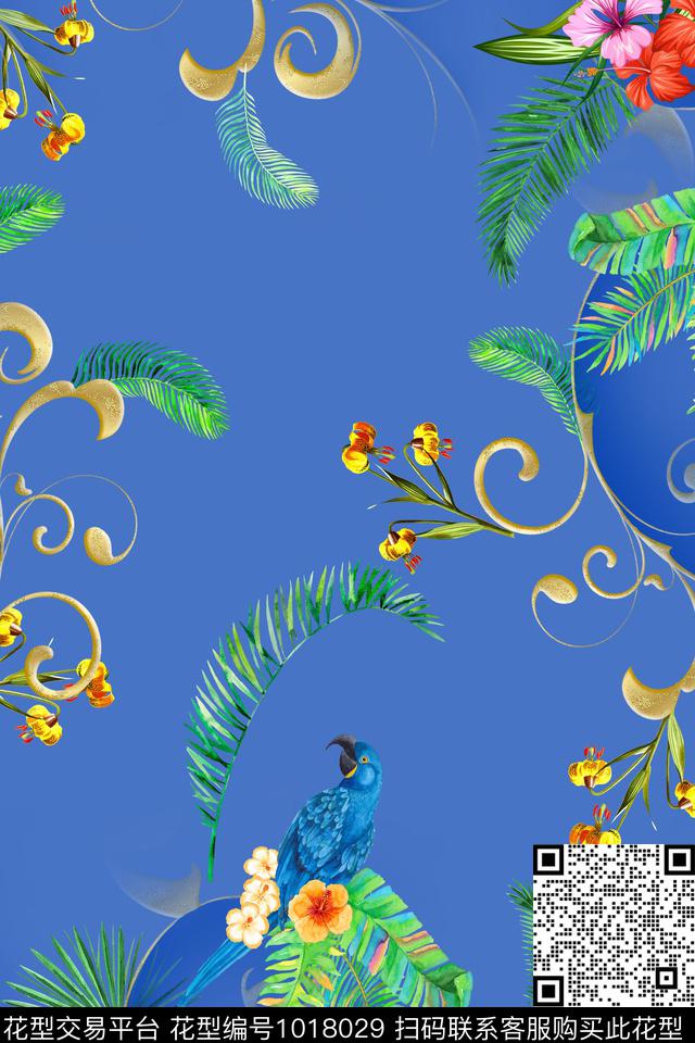 彩底花卉热带华亿平台数码印花华亿平台下载（图片编号: 1018029） - 瓦栏（Walan）