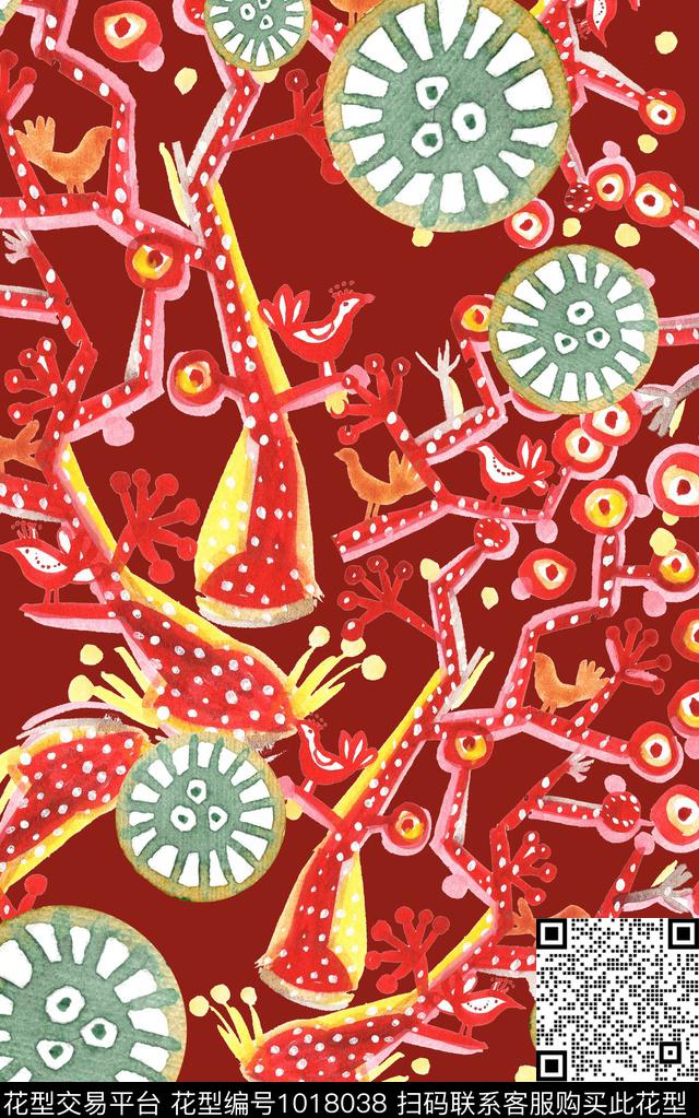 民族风趣味数码印花华亿平台下载（图片编号: 1018038） - 瓦栏（Walan）