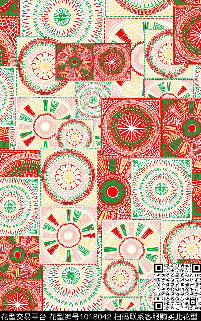 民族风格子几何数码印花华亿平台下载（图片编号: 1018042） - 瓦栏（Walan）