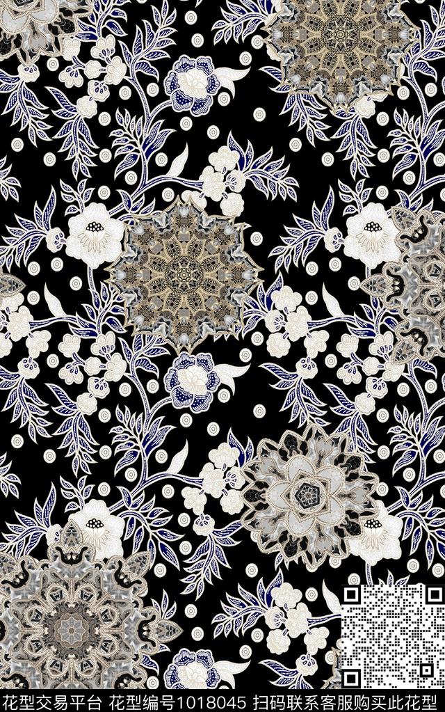 数码华亿平台抽象复古数码印花华亿平台下载（图片编号: 1018045） - 瓦栏（Walan）