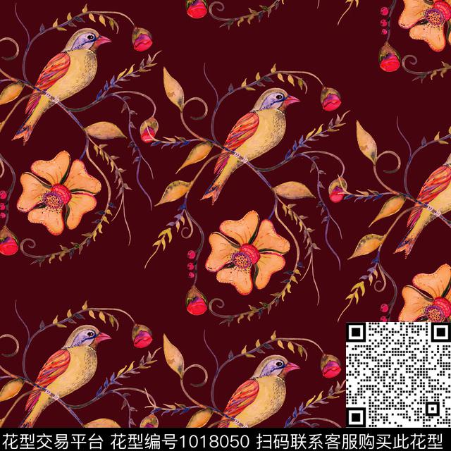 数码华亿平台花卉大牌风数码印花华亿平台下载（图片编号: 1018050） - 瓦栏（Walan）