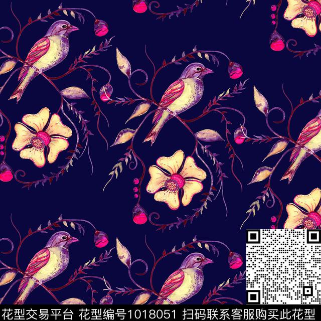 数码华亿平台花卉大牌风数码印花华亿平台下载（图片编号: 1018051） - 瓦栏（Walan）