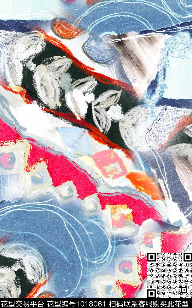 民族风格子笔触数码印花华亿平台下载（图片编号: 1018061） - 瓦栏（Walan）