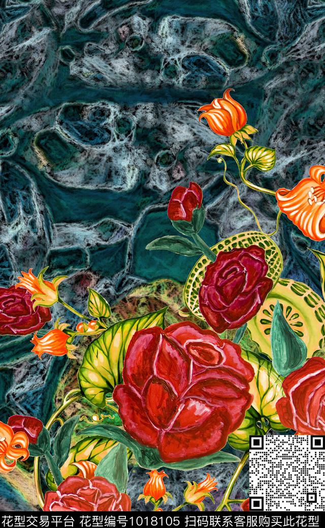 数码华亿平台肌理定位花数码印花华亿平台下载（图片编号: 1018105） - 瓦栏（Walan）