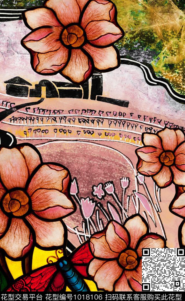 民族风定位花花卉数码印花华亿平台下载（图片编号: 1018106） - 瓦栏（Walan）