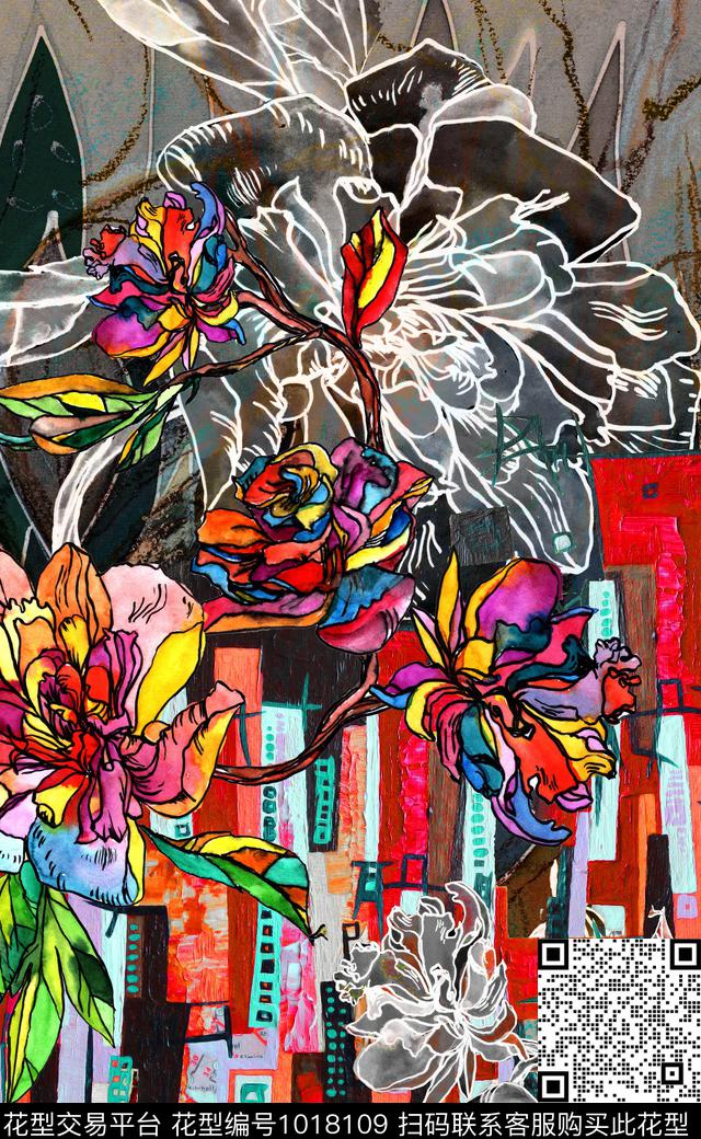 民族风定位花花卉数码印花华亿平台下载（图片编号: 1018109） - 瓦栏（Walan）
