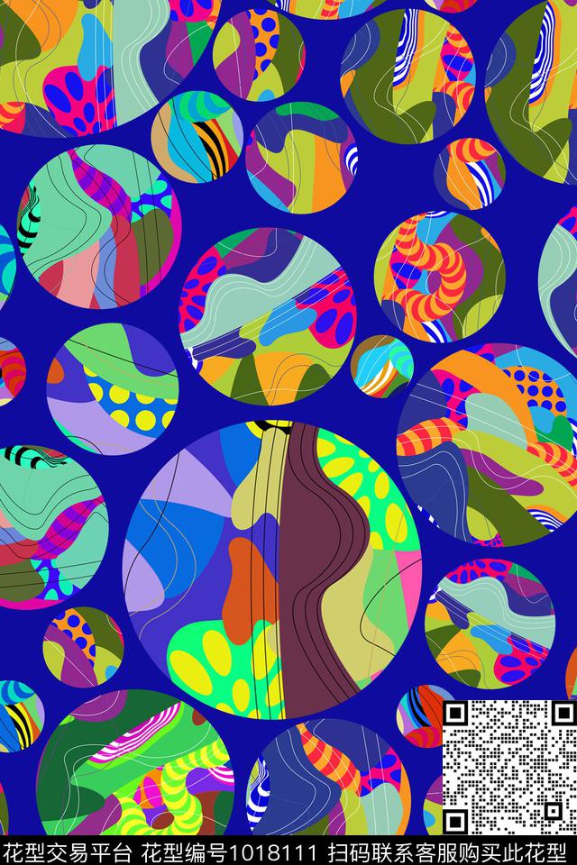 格子圆形几何数码印花华亿平台下载（图片编号: 1018111） - 瓦栏（Walan）