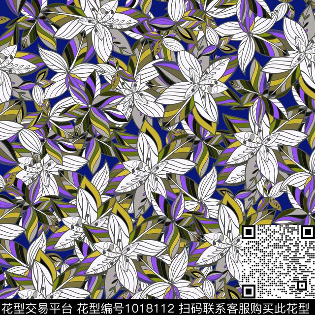 数码华亿平台花卉大牌风数码印花华亿平台下载（图片编号: 1018112） - 瓦栏（Walan）