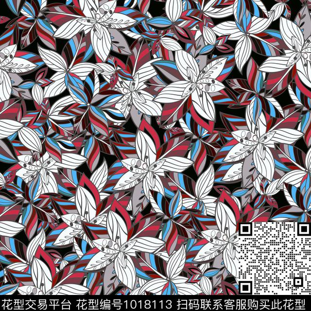 数码华亿平台花卉大牌风数码印花华亿平台下载（图片编号: 1018113） - 瓦栏（Walan）