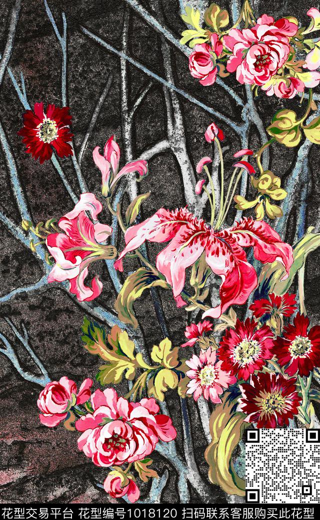 数码华亿平台定位花花卉数码印花华亿平台下载（图片编号: 1018120） - 瓦栏（Walan）