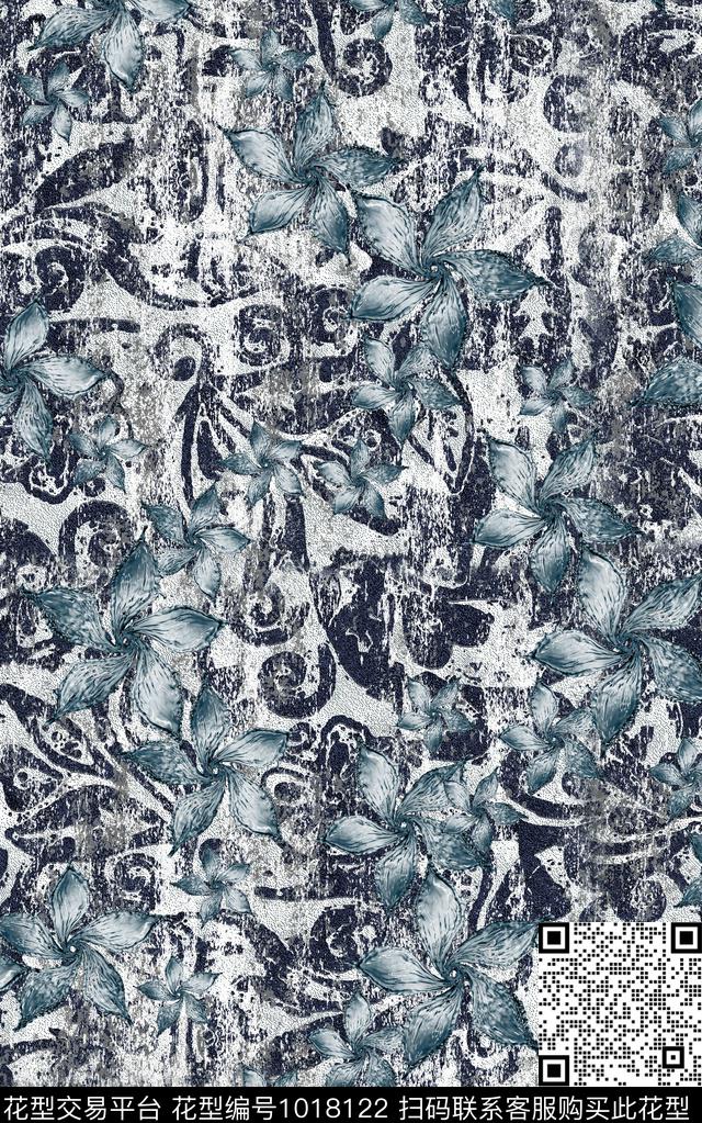 数码华亿平台抽象复古数码印花华亿平台下载（图片编号: 1018122） - 瓦栏（Walan）