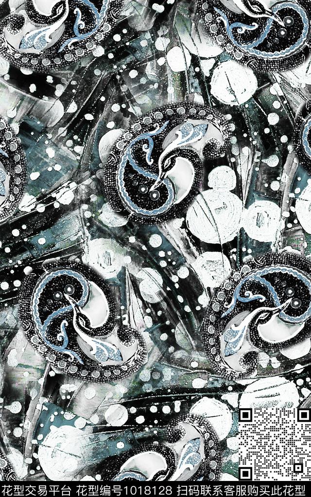 数码华亿平台抽象复古数码印花华亿平台下载（图片编号: 1018128） - 瓦栏（Walan）