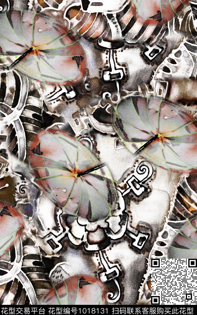 数码华亿平台抽象复古数码印花华亿平台下载（图片编号: 1018131） - 瓦栏（Walan）