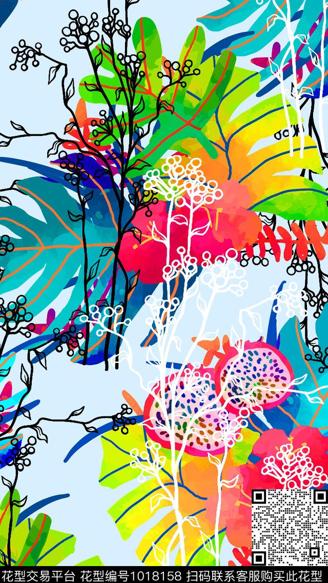 数码华亿平台线条花卉数码印花华亿平台下载（图片编号: 1018158） - 瓦栏（Walan）