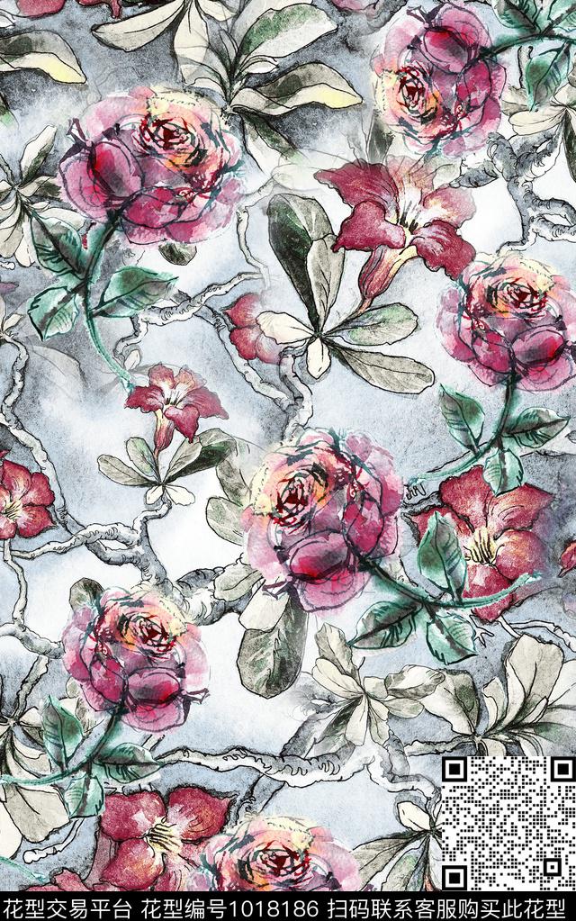 数码华亿平台民族风抽象数码印花华亿平台下载（图片编号: 1018186） - 瓦栏（Walan）