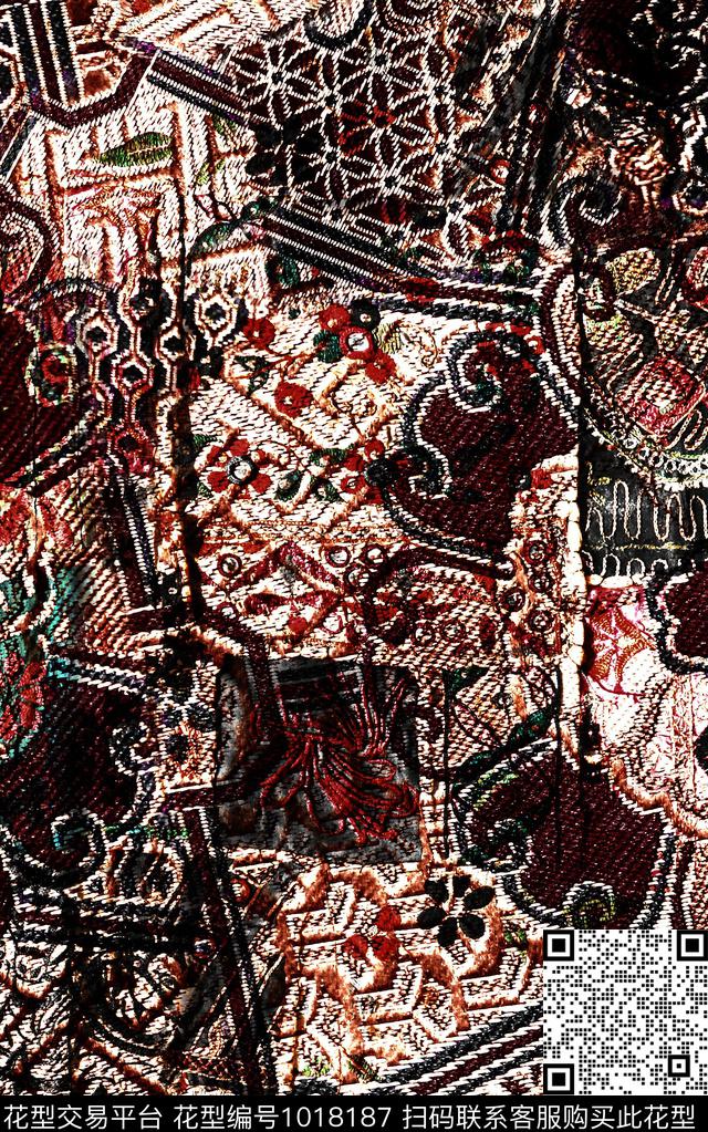 数码华亿平台民族风抽象数码印花华亿平台下载（图片编号: 1018187） - 瓦栏（Walan）