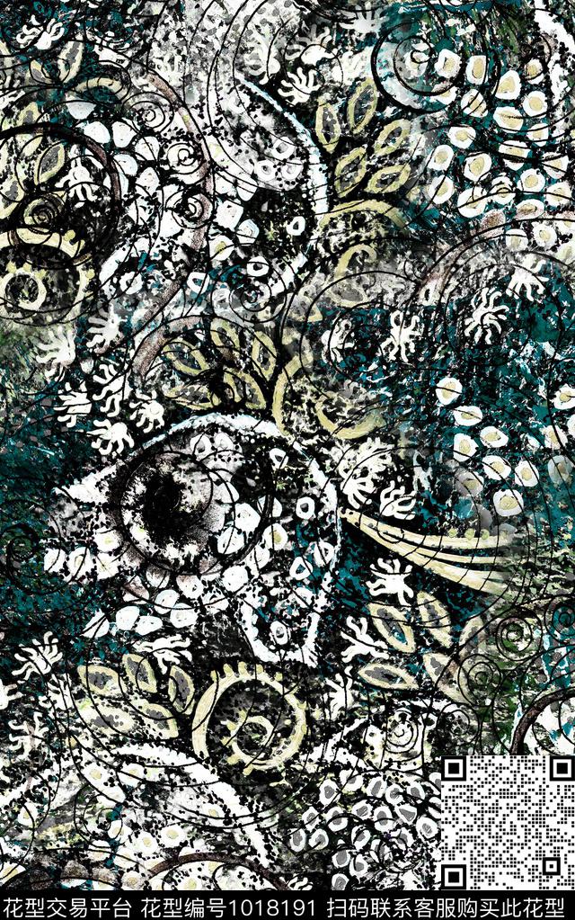 数码华亿平台民族风抽象数码印花华亿平台下载（图片编号: 1018191） - 瓦栏（Walan）