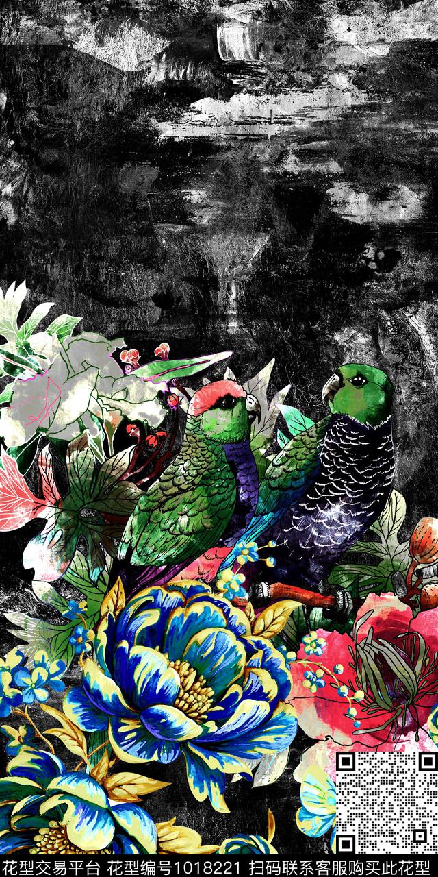 羽绒服花卉定位花数码印花华亿平台下载（图片编号: 1018221） - 瓦栏（Walan）