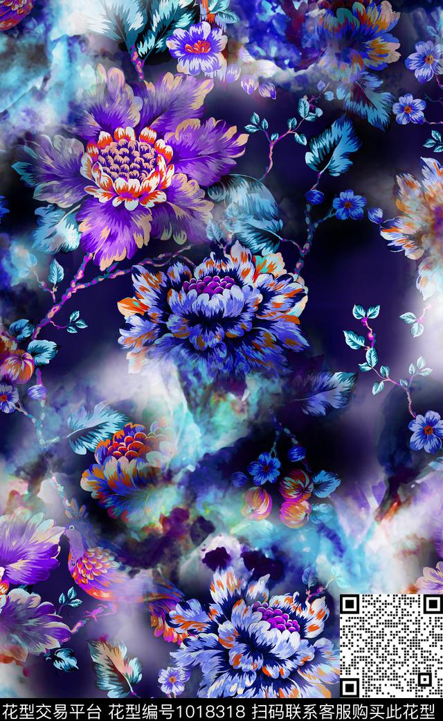 数码华亿平台秋冬华亿平台花卉数码印花华亿平台下载（图片编号: 1018318） - 瓦栏（Walan）