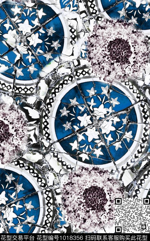 数码华亿平台抽象复古数码印花华亿平台下载（图片编号: 1018356） - 瓦栏（Walan）