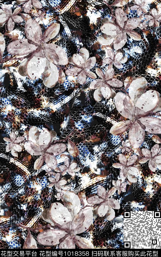 数码华亿平台抽象复古数码印花华亿平台下载（图片编号: 1018358） - 瓦栏（Walan）