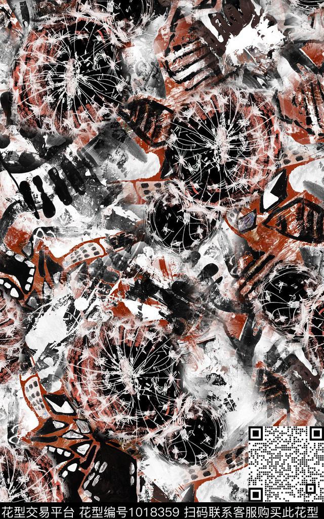 数码华亿平台抽象复古数码印花华亿平台下载（图片编号: 1018359） - 瓦栏（Walan）