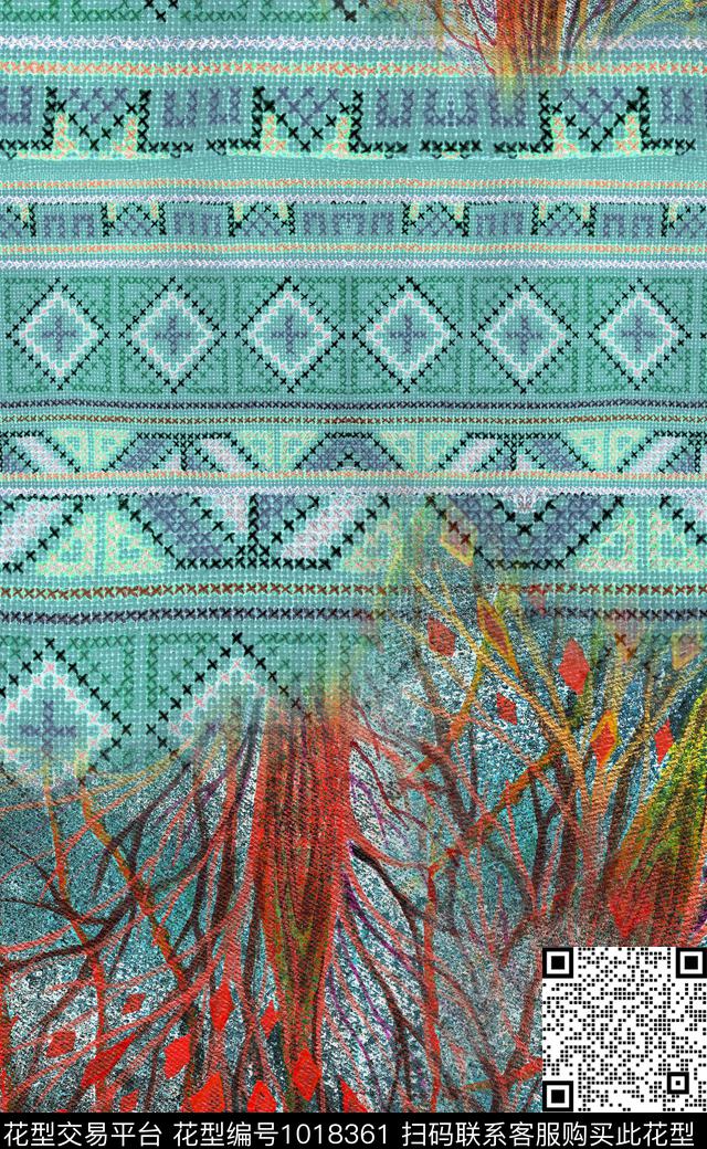 大花数码华亿平台民族风数码印花华亿平台下载（图片编号: 1018361） - 瓦栏（Walan）