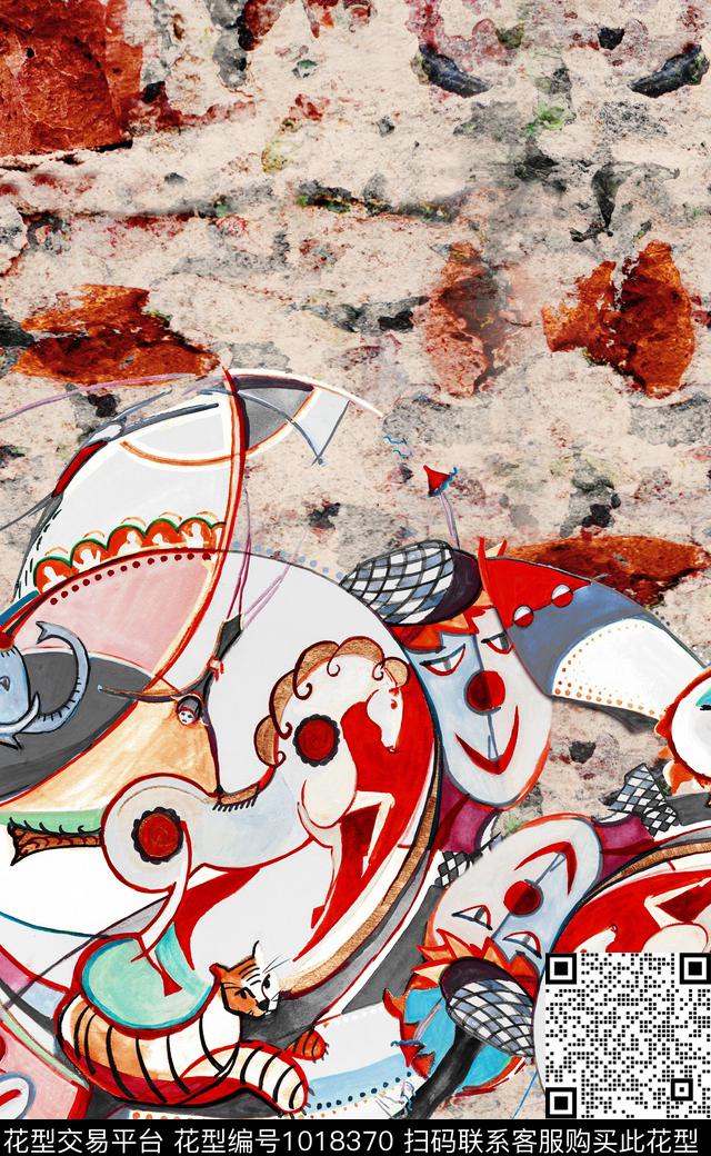 趣味线条深圳风数码印花华亿平台下载（图片编号: 1018370） - 瓦栏（Walan）