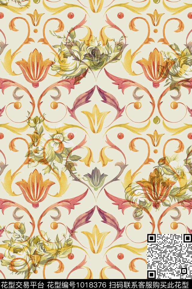 复古墙纸洛可可风格数码印花华亿平台下载（图片编号: 1018376） - 瓦栏（Walan）