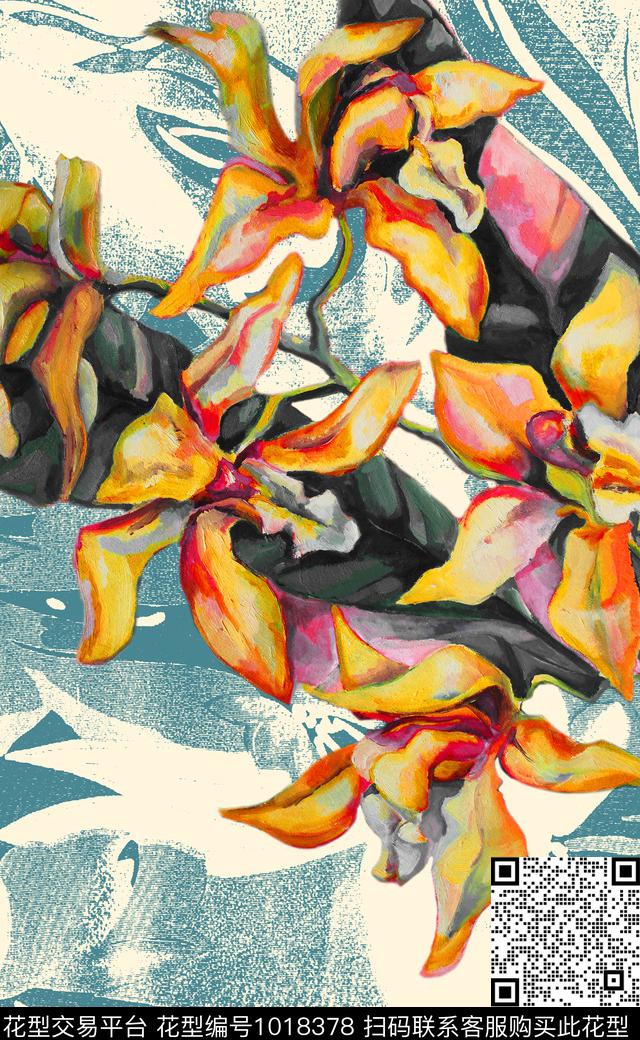 大花肌理定位花数码印花华亿平台下载（图片编号: 1018378） - 瓦栏（Walan）