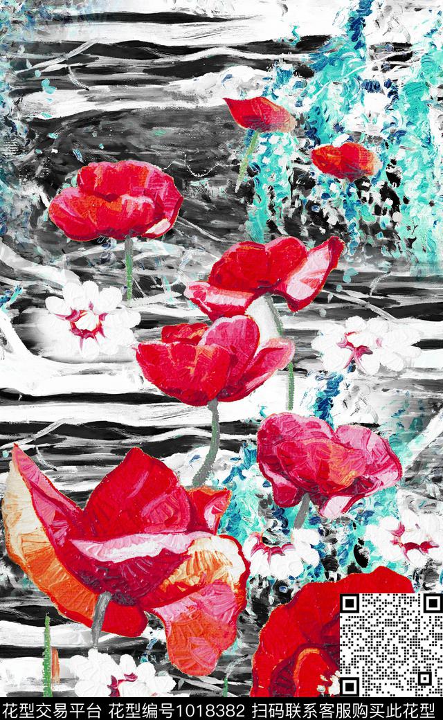 大花民族风定位花数码印花华亿平台下载（图片编号: 1018382） - 瓦栏（Walan）