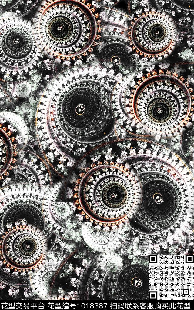 数码华亿平台抽象复古数码印花华亿平台下载（图片编号: 1018387） - 瓦栏（Walan）