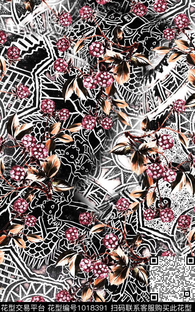 数码华亿平台抽象复古数码印花华亿平台下载（图片编号: 1018391） - 瓦栏（Walan）