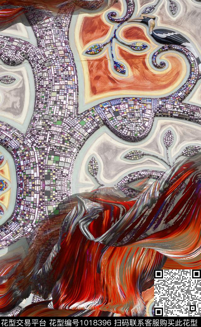 大花数码华亿平台民族风数码印花华亿平台下载（图片编号: 1018396） - 瓦栏（Walan）